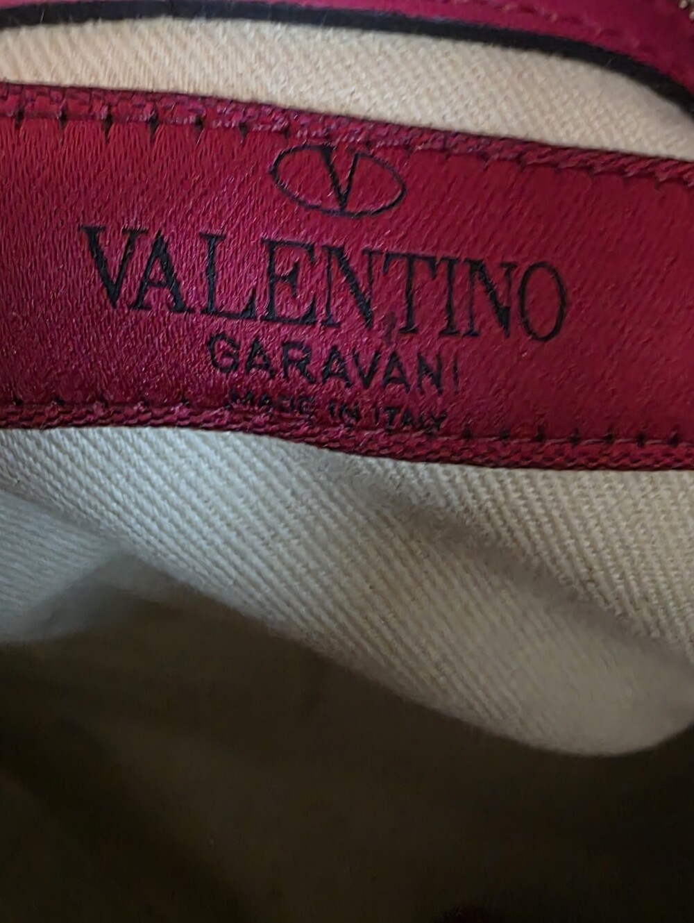 Valentino Garavani Rockstud Red Leather Bag Gold Stud Trim Handbag Tote - Picture 7 of 16